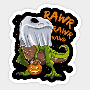 Trick Rawr Trick Halloween Dinosaur Ghost T Rex Sticker